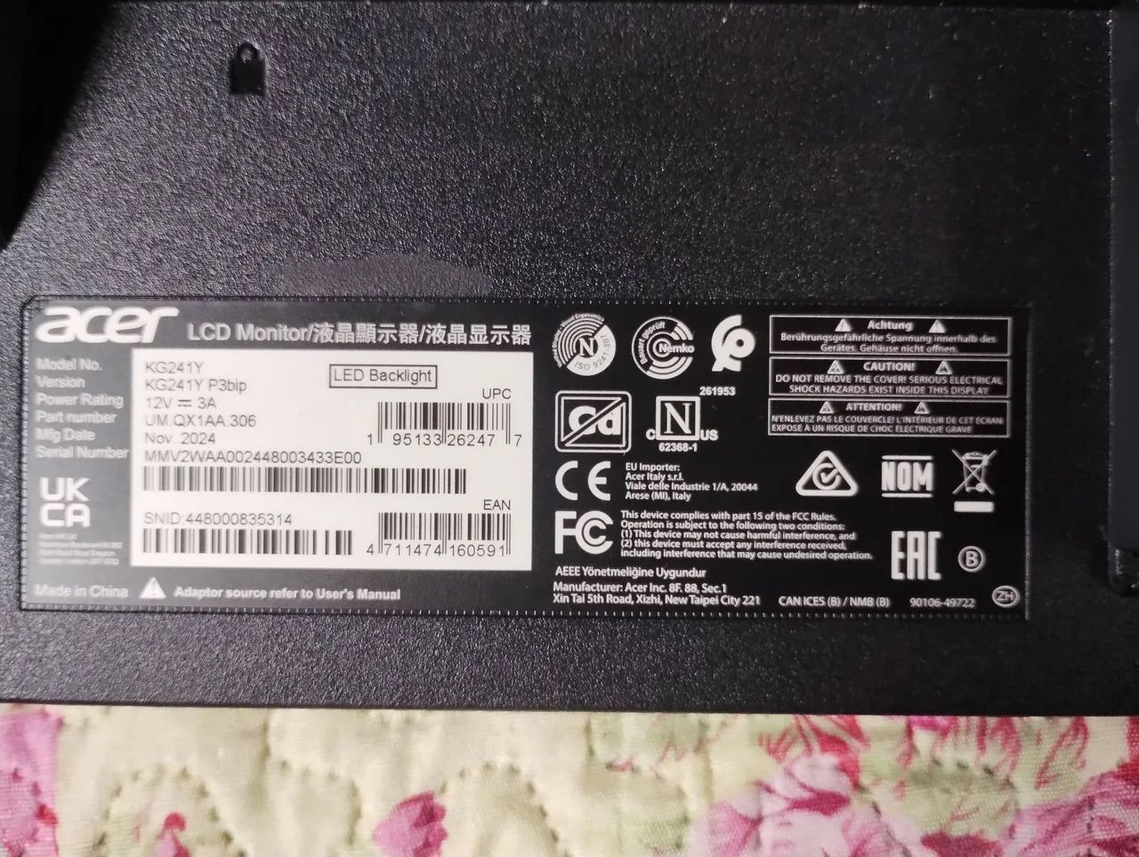 [DEFEITO] Monitor Acer nitro 23:8 180hz - Foto 3
