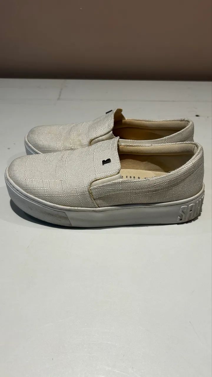 Tênis Slip On Flatform Santa Lolla Bege - Foto 3