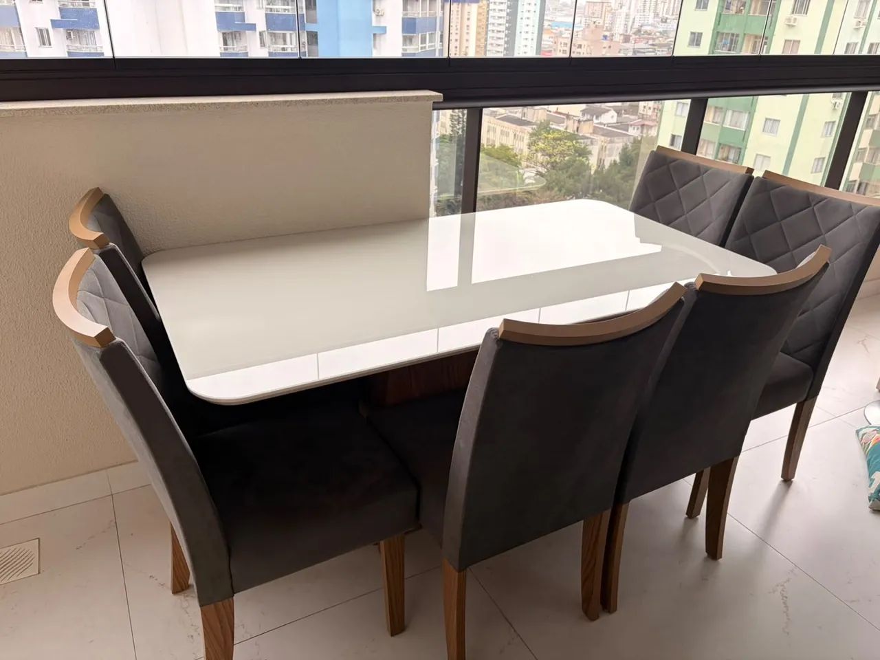 Mesa de jantar 6 cadeiras tampo de vidro 1,70m - Foto 2