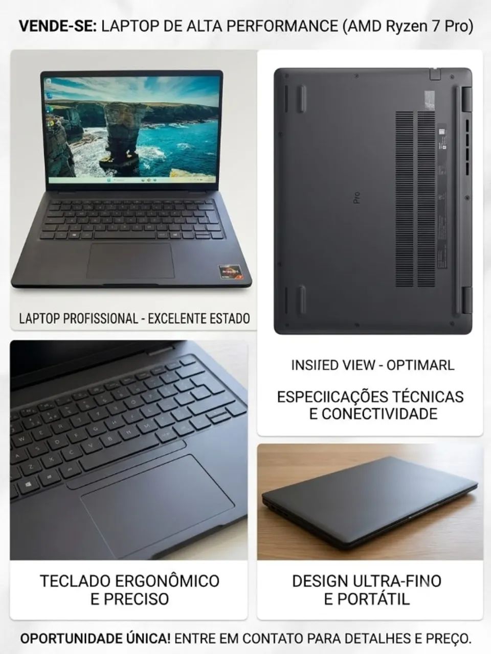  Notebook Dell Pro 14 - Ryzen 7 PRO + 32GB RAM