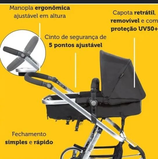 Carrinho de bebê com bebê conforto e base - Foto 4