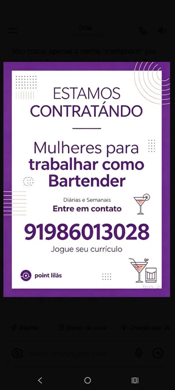 Vaga de atendente 