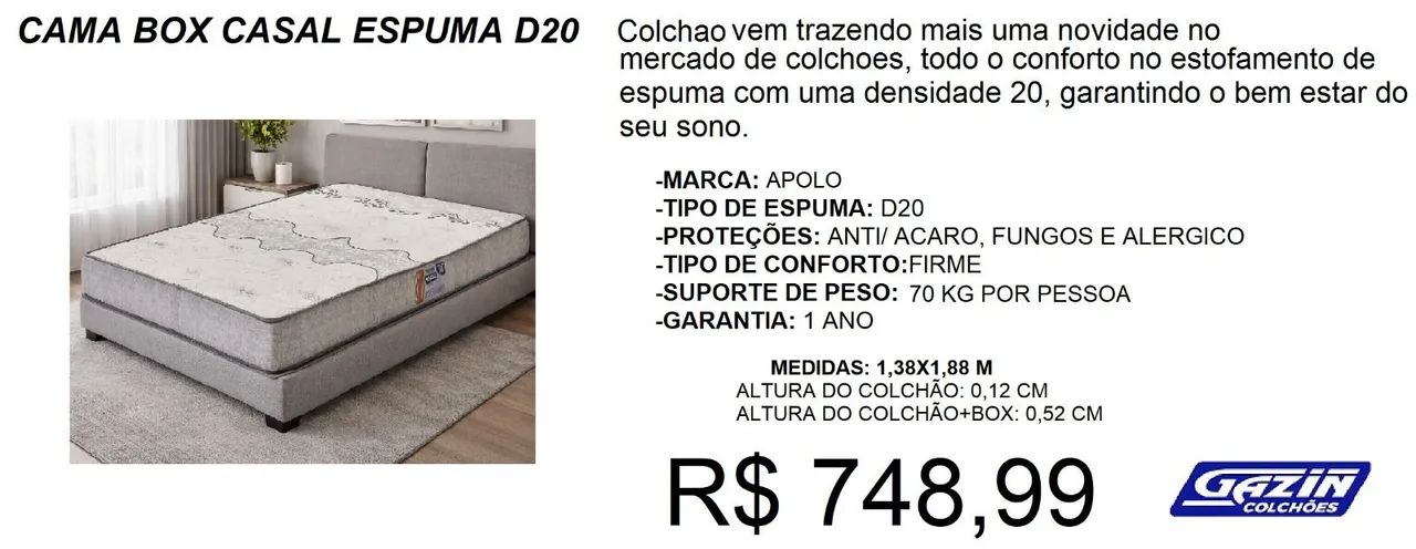 Cama box completa - frete grátis 