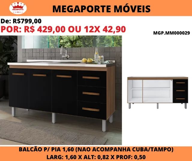 Balcão de Pia 1,60 Moblis - Foto 2