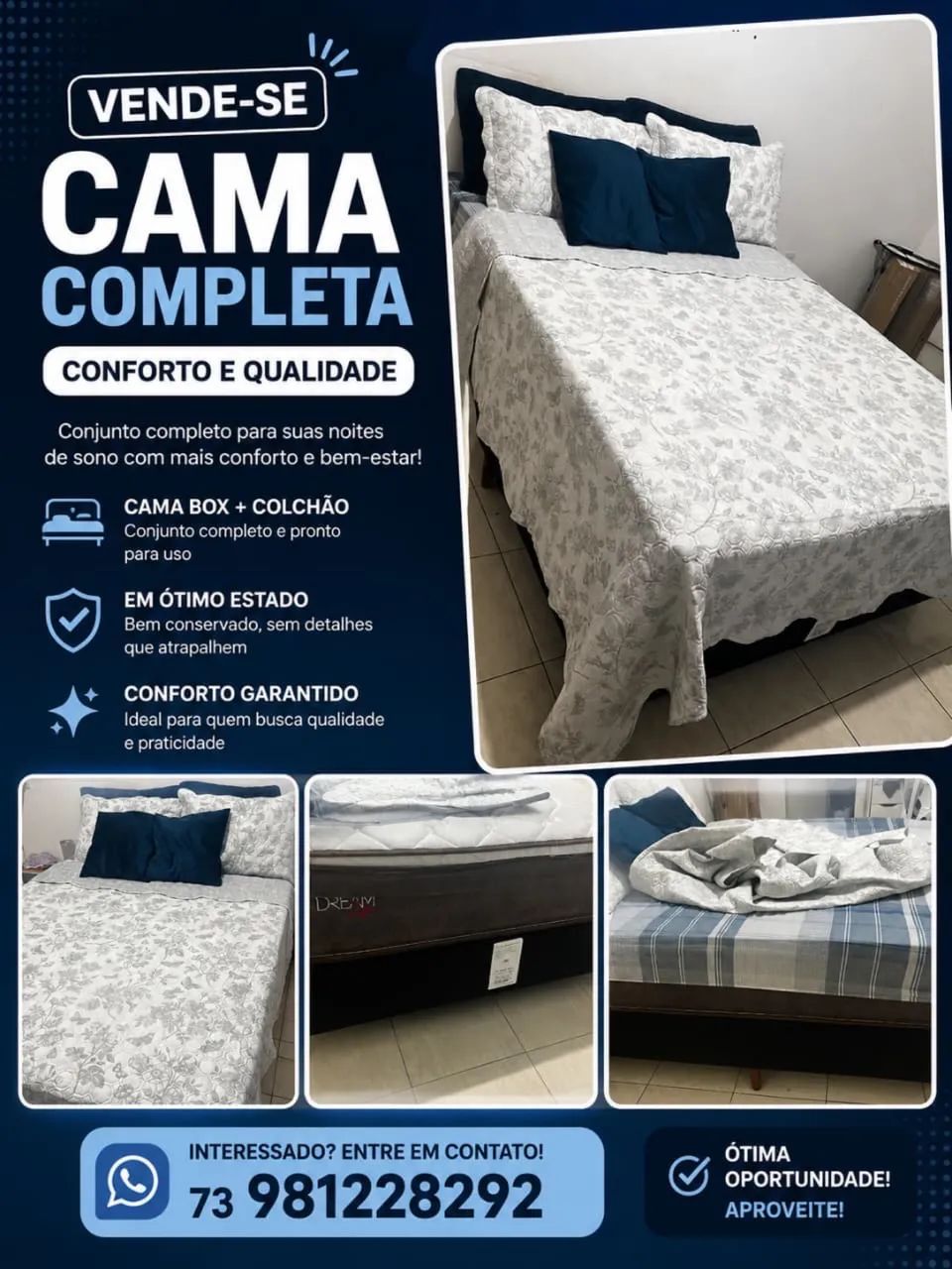 Cama de casal com box e colchão  - Foto 5