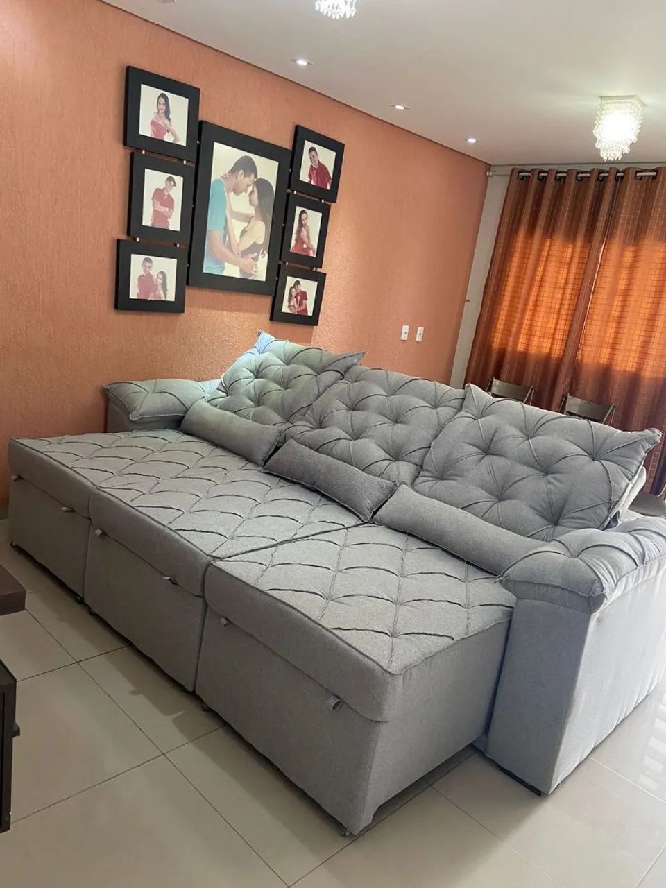 Sofá Retrátil E Reclinável 2.90 Largura TECIDO LINHO QUALIDADE TOTAL  - Foto 3