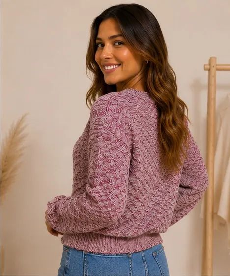 Blusa de Tricô Feminina Mesclada - Foto 2