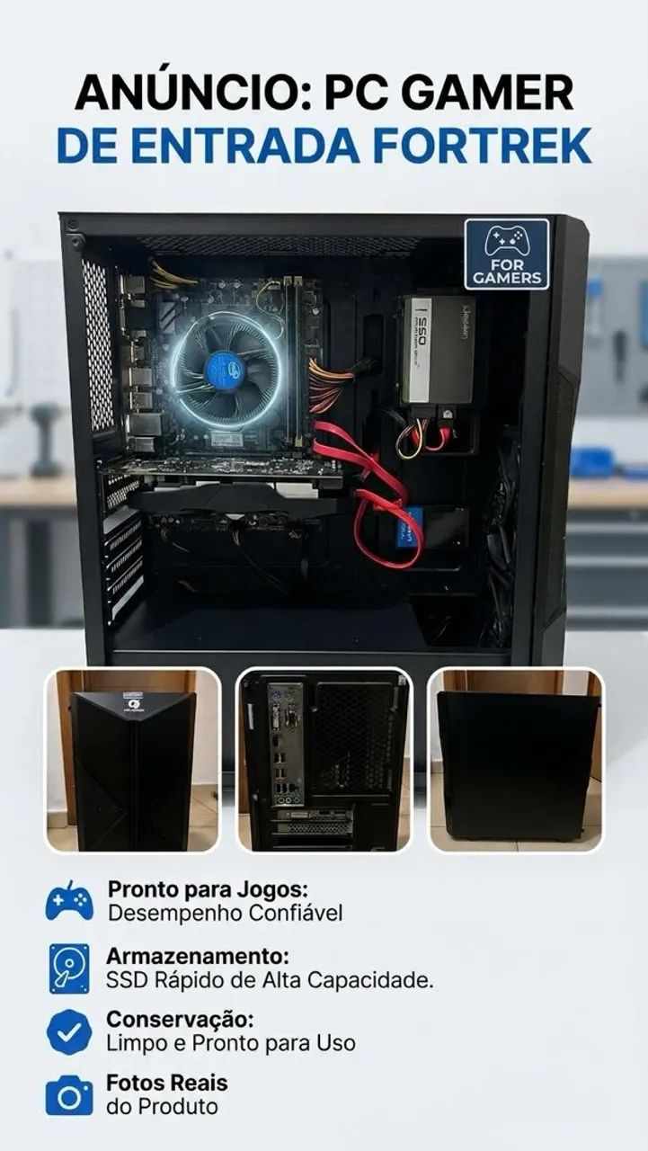 PC Gamer i5 10400F | GTX 1050 Ti | 16GB RAM | SSD 256GB + HD 1TB