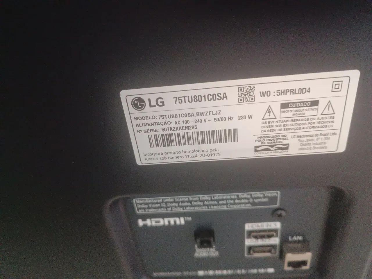 Televisão 75 polegadas 