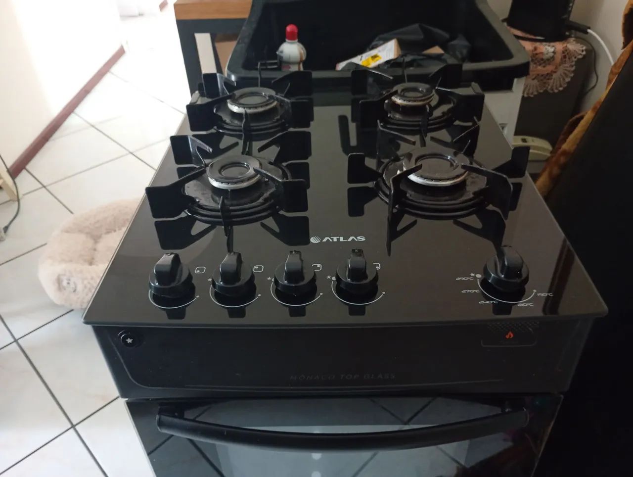 Fogão automático com mesa de vidro 4 bocas