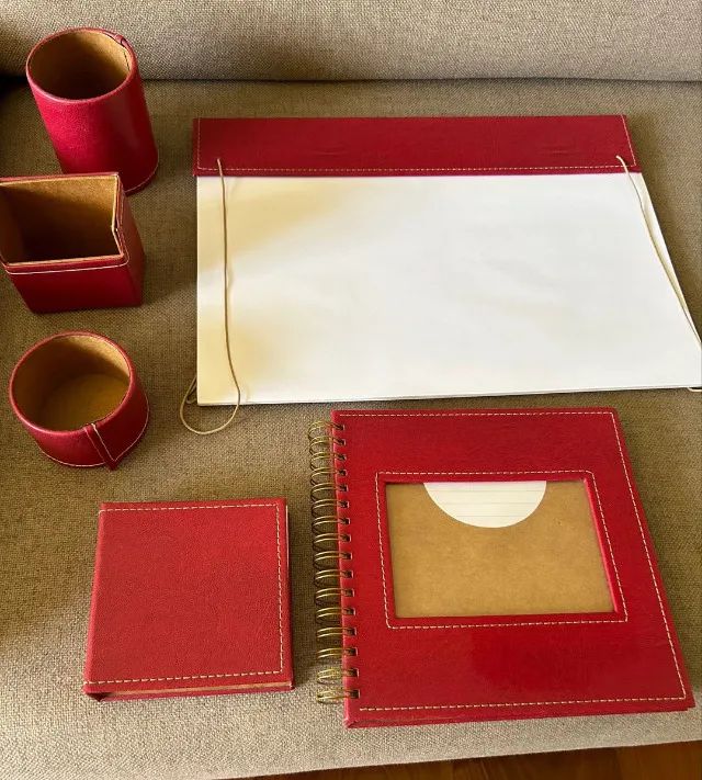 jogo de decoração para escritório completo em couro - Foto 3