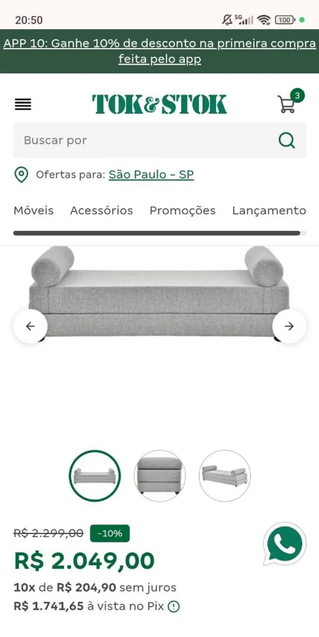 Sofá Cama 2 Lugares Stack Tok Stok - Foto 5