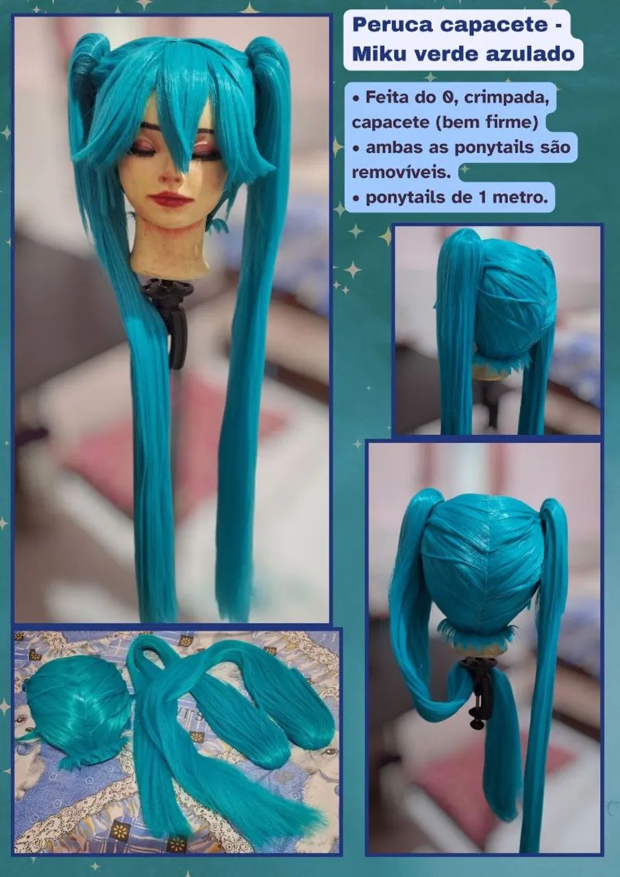 peruca capacete cosplay Hatsune Miku - NOVA