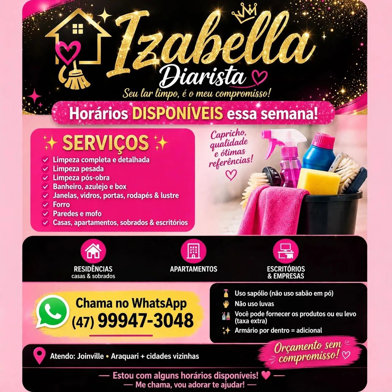 AGENDA ABERTA! FAXINA E LIMPEZA PÓS-OBRA ?