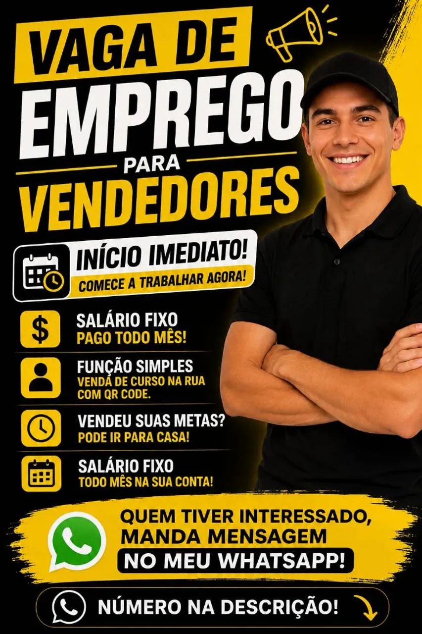 ? VAGAS PARA VENDEDORES! ?