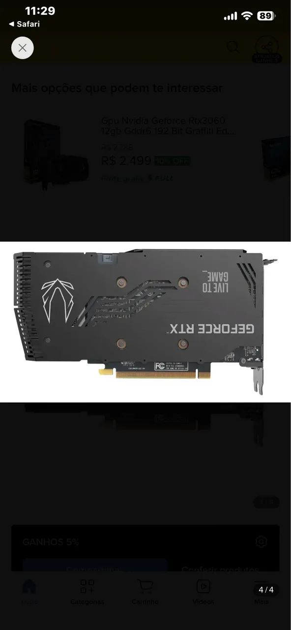 Placa de vídeo RTX 3060 TI 8 GIGA - Foto 3