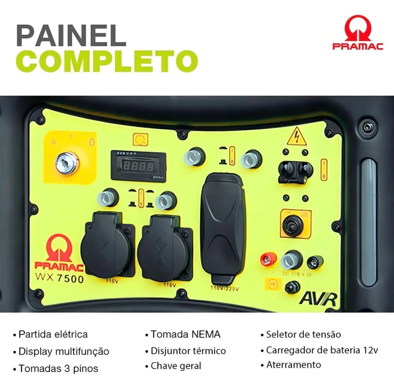 Gerador Gasolina 7,5kva C/ Bateria 4t Wx7500 Mono Biv Pramac - Foto 2