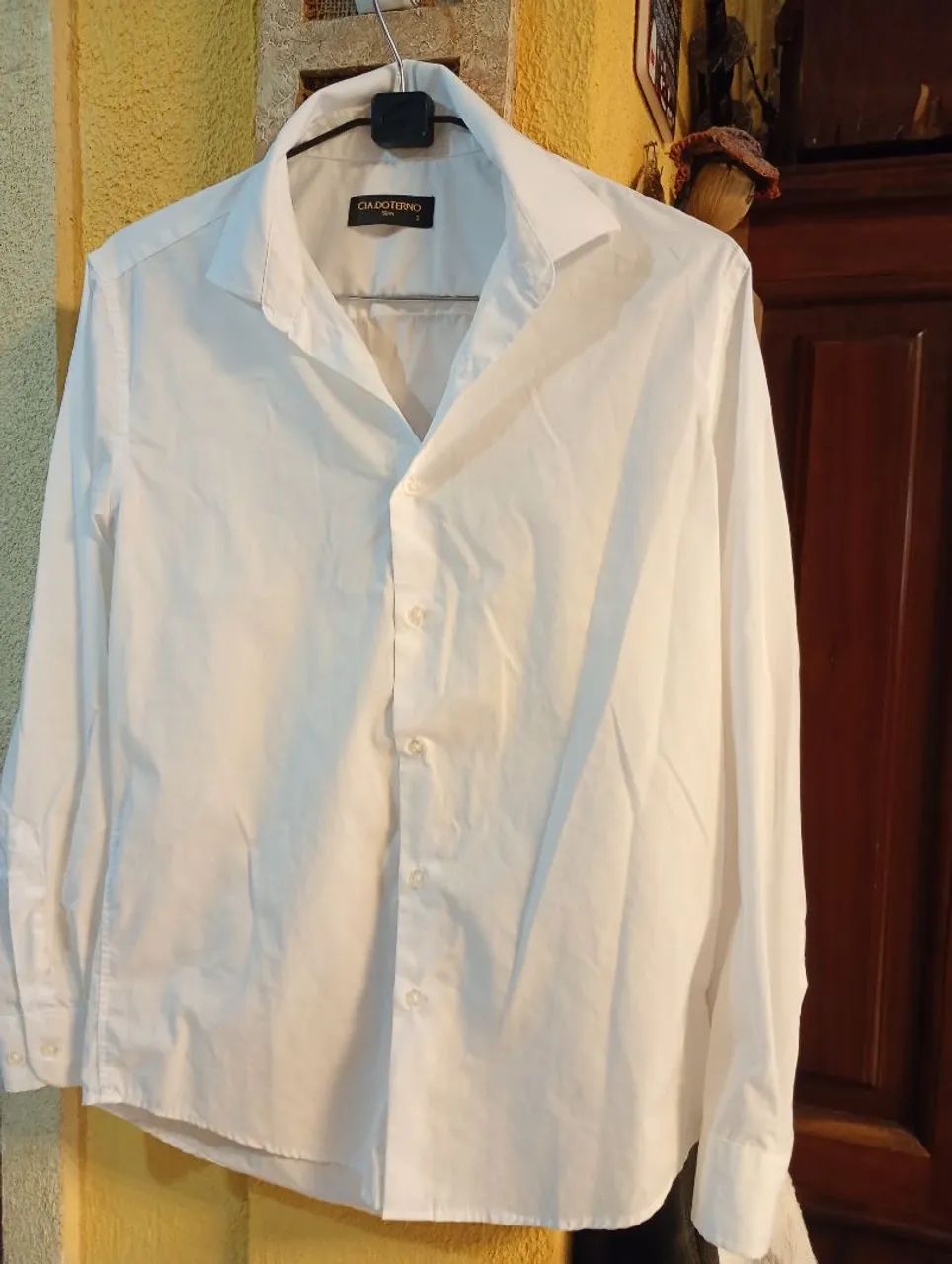 Camisa branca manga longa masculina slim 2