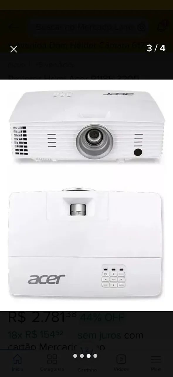 Projetor Acer 3200 lúmens