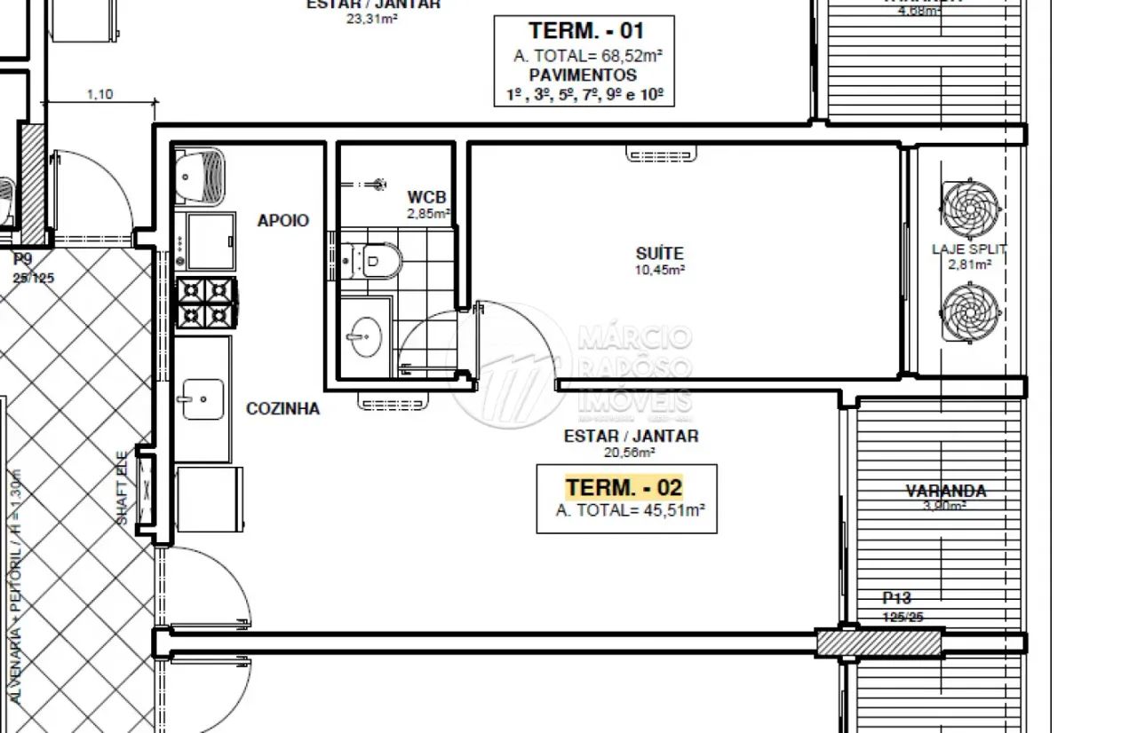 Apartamento Quarto e Sala com 45m² e Varanda à venda no Edf. Lucarini - Foto 2