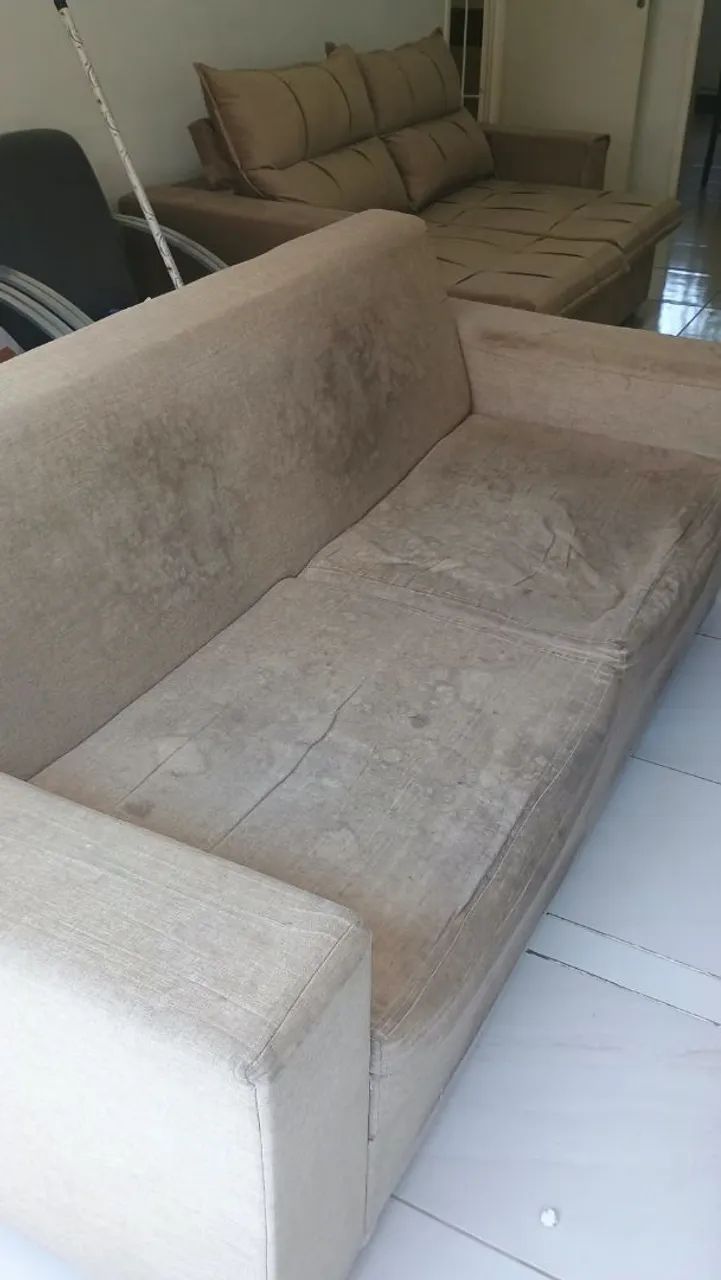 VENDO SOFÁ DE 2 METROS - TECIDO LINHO  - Foto 5