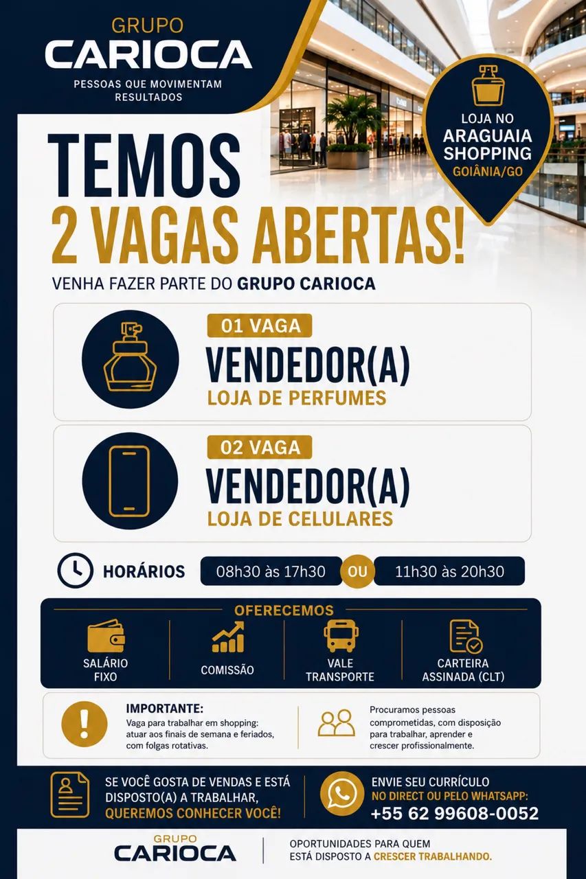 Vaga para vendas 