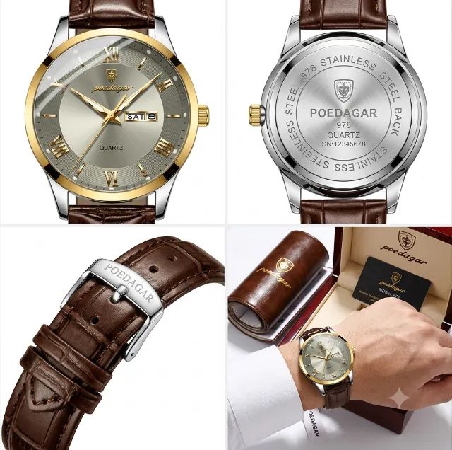 Relógio Masculino Poedagar 978L-1 Estilo Clássico com Números Romanos  - Foto 3