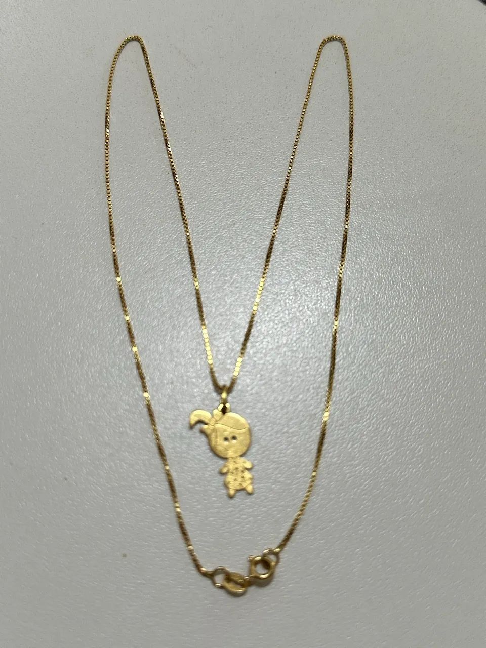 Corrente ouro 18k com pingente Boneca/Filha - Foto 2