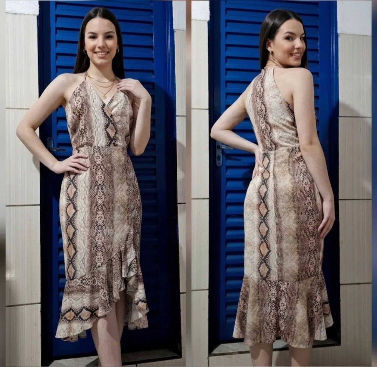vestido talgui midi animal print m