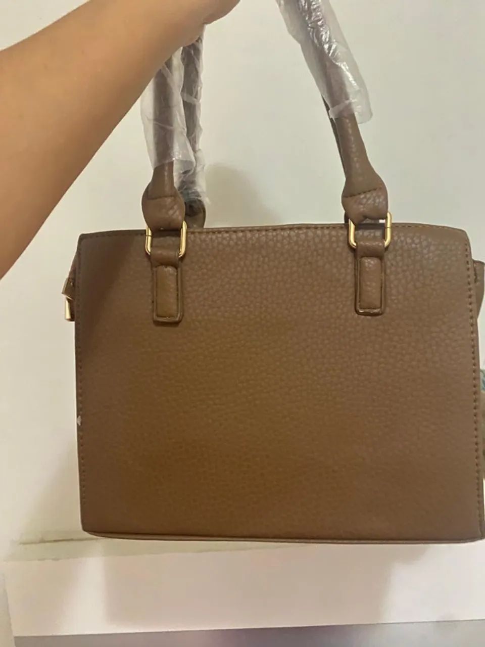 Bolsa bege/marrom nova tamanho médio - Foto 3