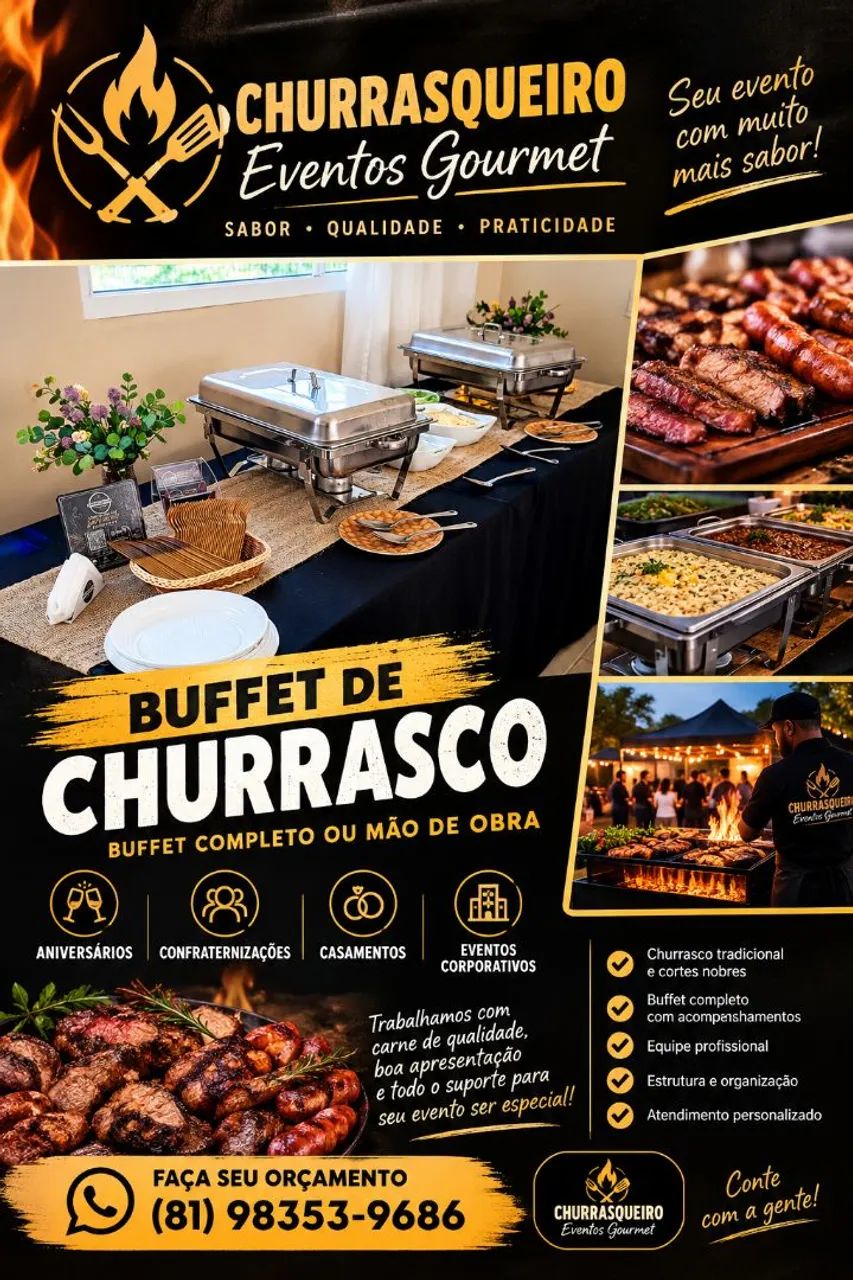 Churrasco(serviço de buffet e mão de obra)