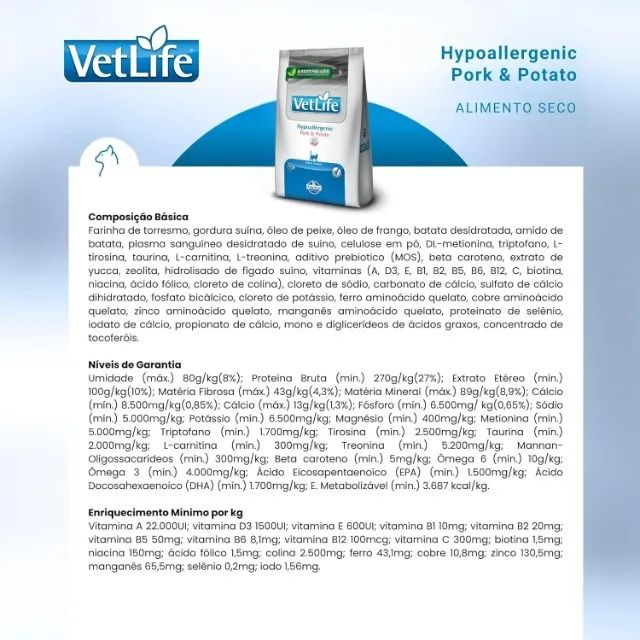 Vet Life Hypoallergenic Pork & Potato para Gatos Adultos de Todas as Raças 2Kg - Foto 6