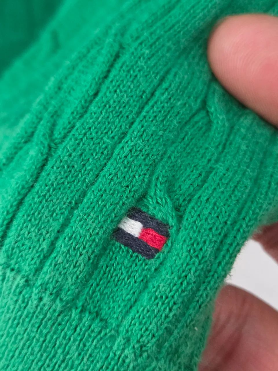 Cardigan Tricot Verde Tommy Hilfiger Algodão Pima P - Foto 3