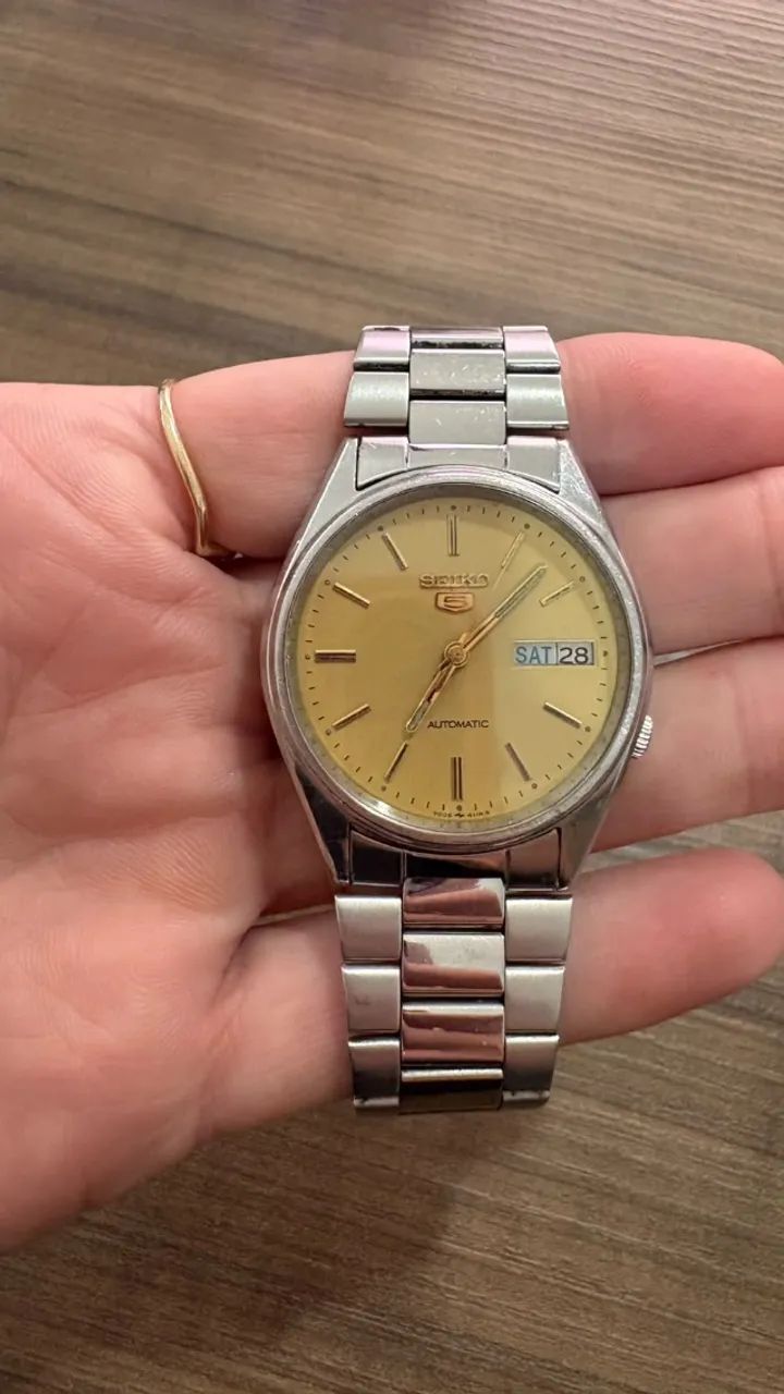 Relógio Seiko 5 Automático Vintage 7009 Dourado