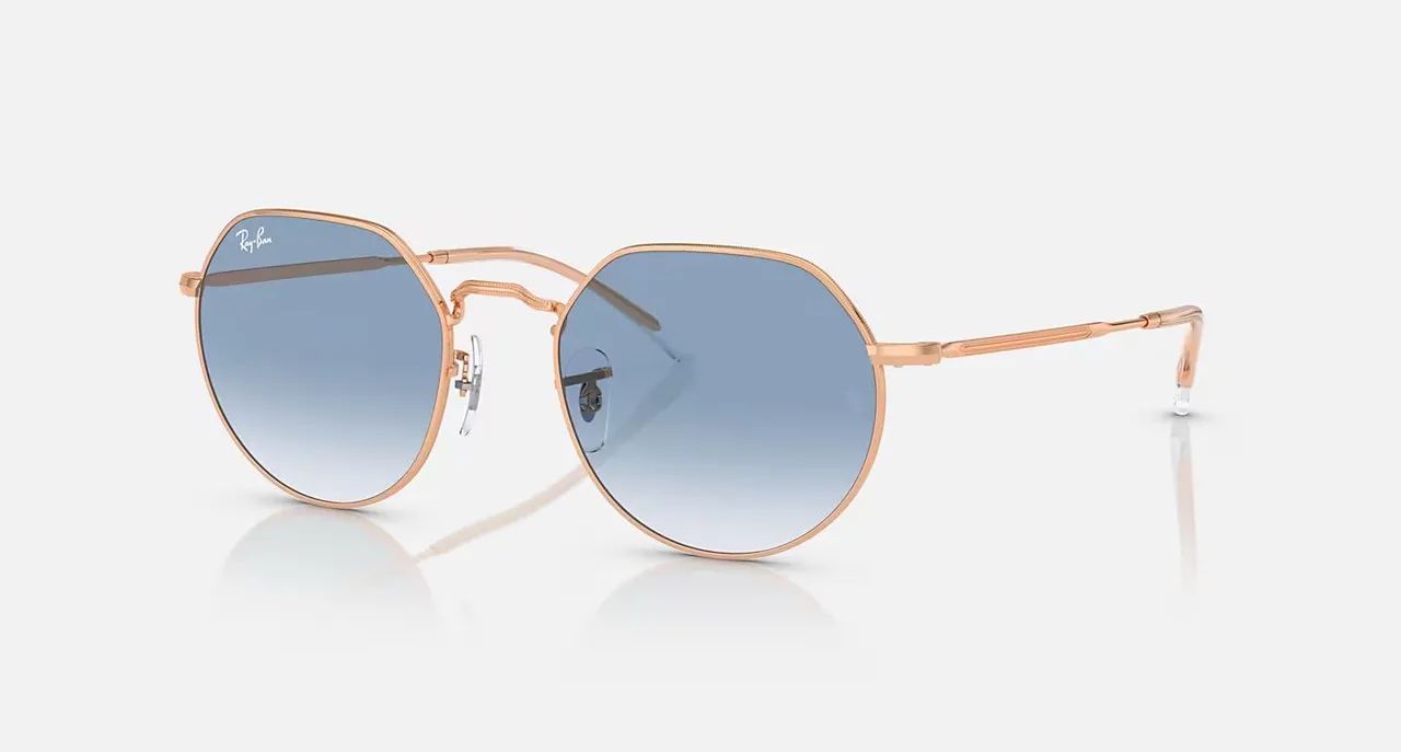 Óculos Ray-Ban Octagonal Ouro Rosado Azul 53 Original Novo