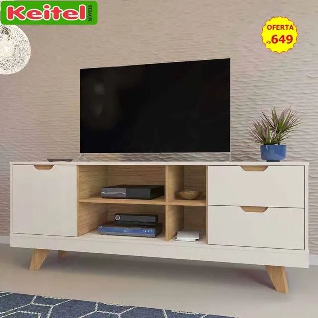 Rack p/ Tv Michigan Off White / Carvalho 