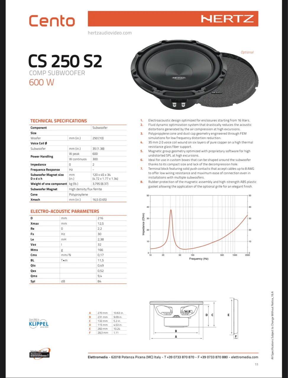 Subwoofer Hertz Cento 10 Pol. 600w Novo 2ohms - Peças para carros