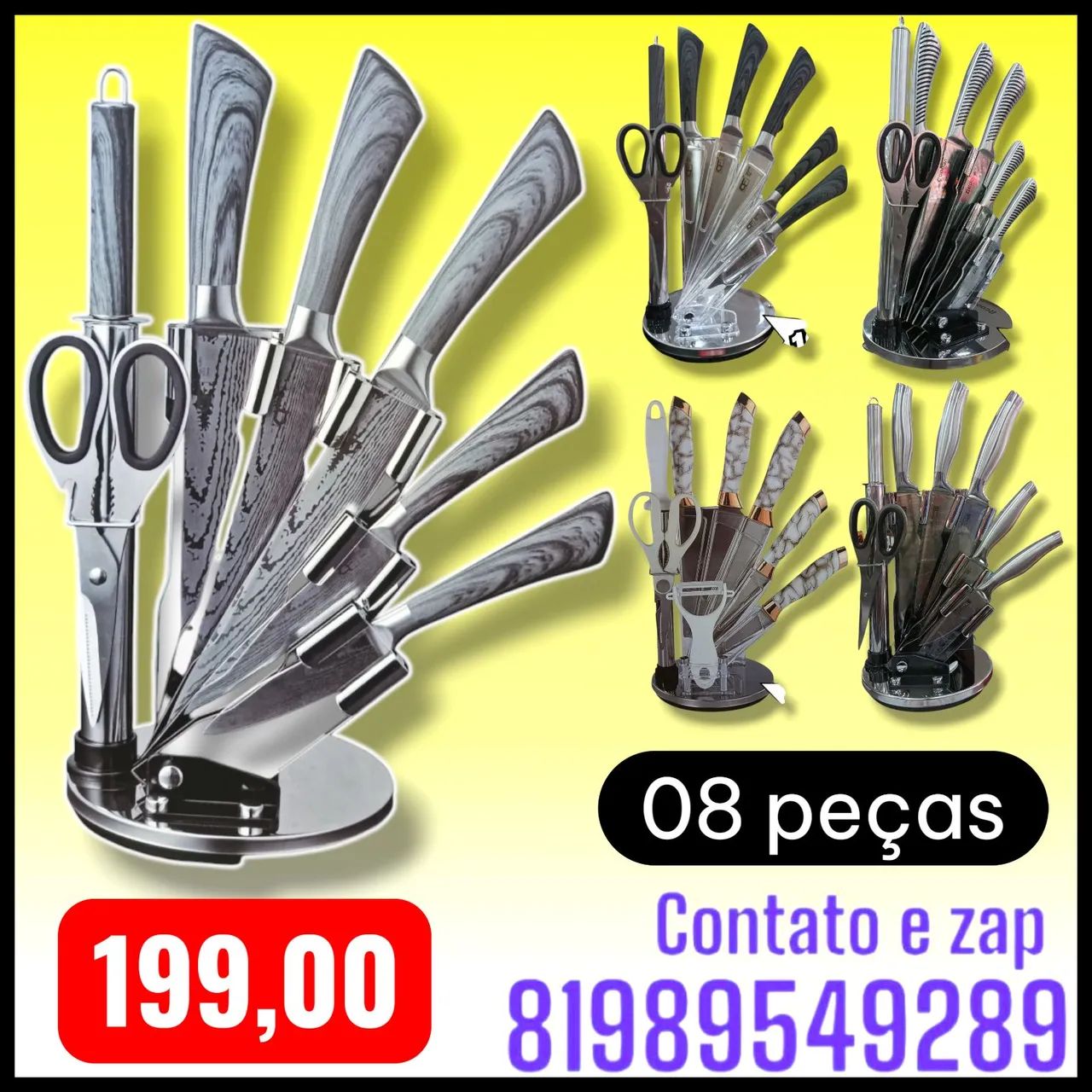 Faqueiro kit com 8 peças 