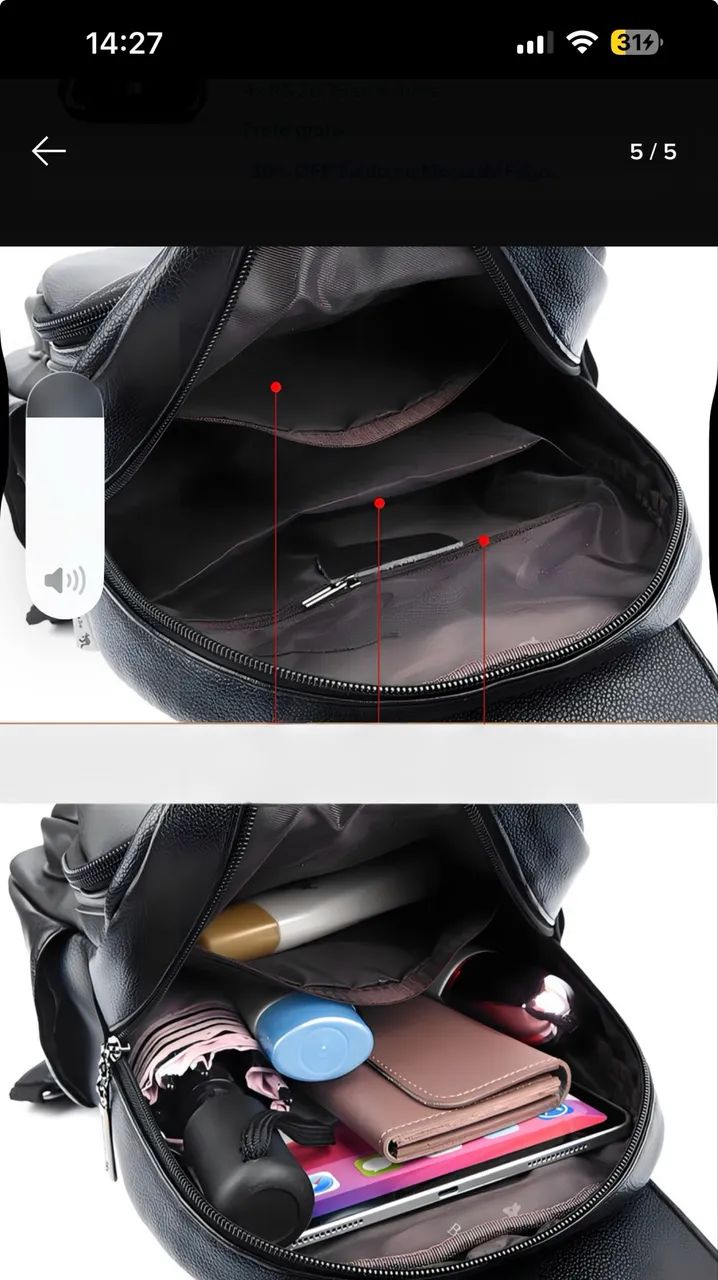 Bolsa Balidaishu Couro Marrom  - Foto 5