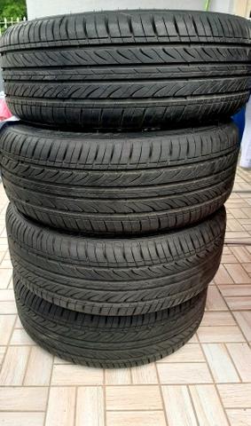 4 Pneus 195/55r15 e rodas de ferro da eco esporte - Foto 3