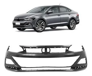 Parachoque Dianteiro Volkswagen Polo 2018 à 2022 - Preto Liso - Loma Plast