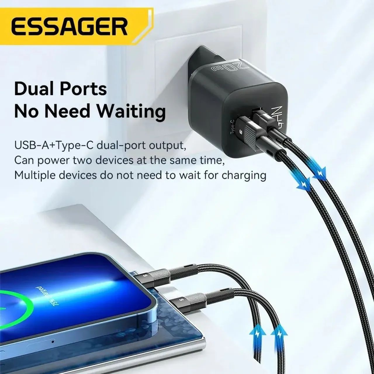 Carregador Rápido 20W  USB e tipo C  Essager  - Foto 3