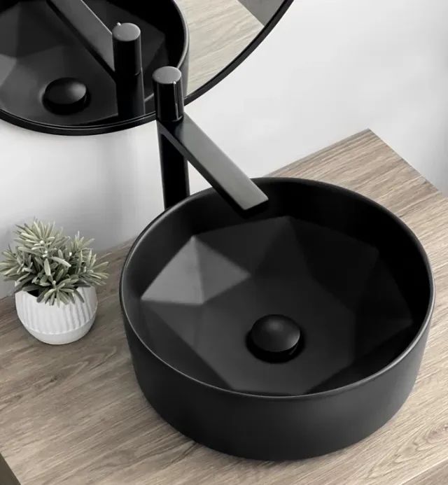 Cuba De Apoio Evier Preto Fosco Geométrica Black Matte 40x14 - Foto 3