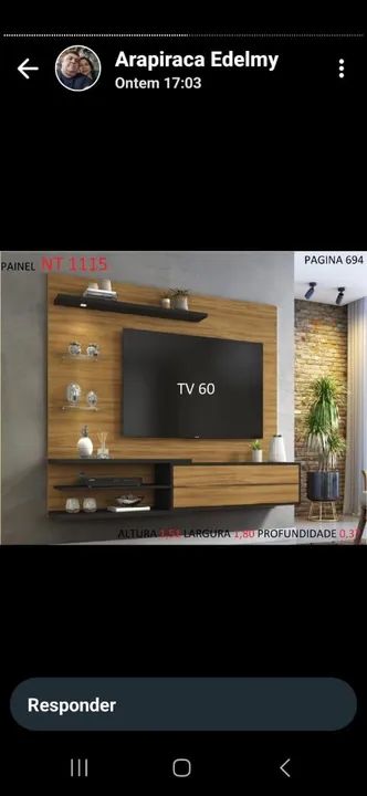 Painel para TV com prateleiras e nichos - Foto 3