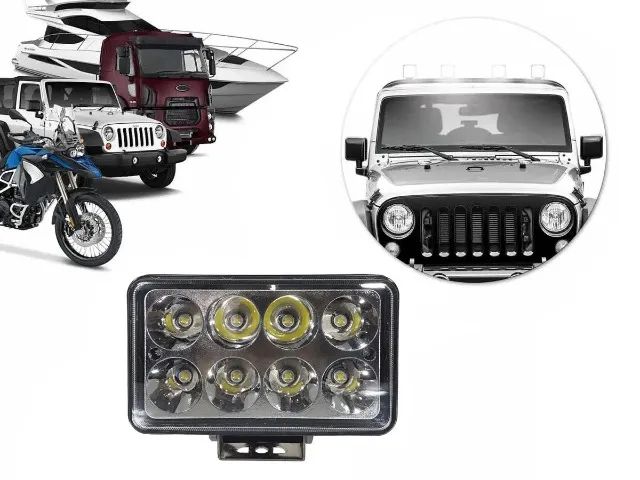 Farol Auxiliar de Led Retangular 12v/24v 6000K 24w