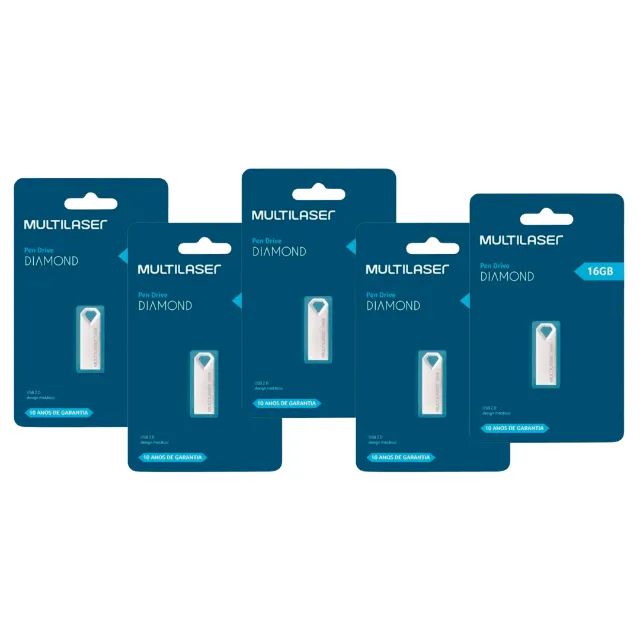 Kit 5 Pen Drives Diamond 16GB - Multilaser  cod: 10055
