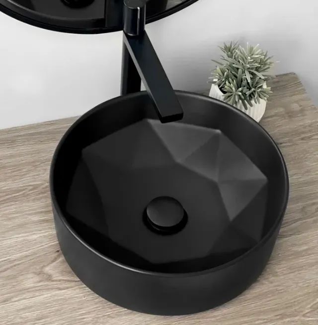 Cuba De Apoio Evier Preto Fosco Geométrica Black Matte 40x14 - Foto 4