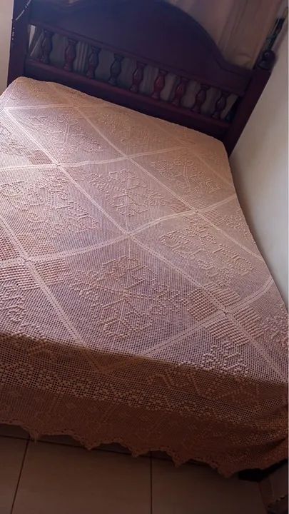 Jogo de Cama Bordado em Crochê - Foto 5