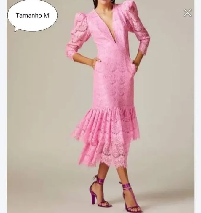 Vestido Rosa De Renda