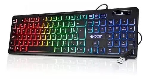 Teclado Gamer Led RGB Exbom BK-155C USB - Foto 3